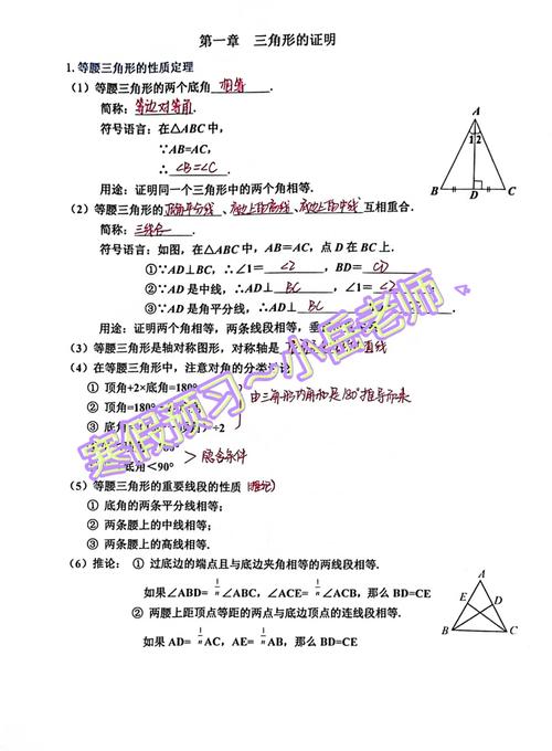 北师大版八年级下数学第一章:三角形的证明回顾与思考
