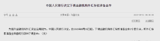 中国人民银行下调金融机构外汇存款准备金率_外汇存款准备金率和a股_人民币中间价上调23点